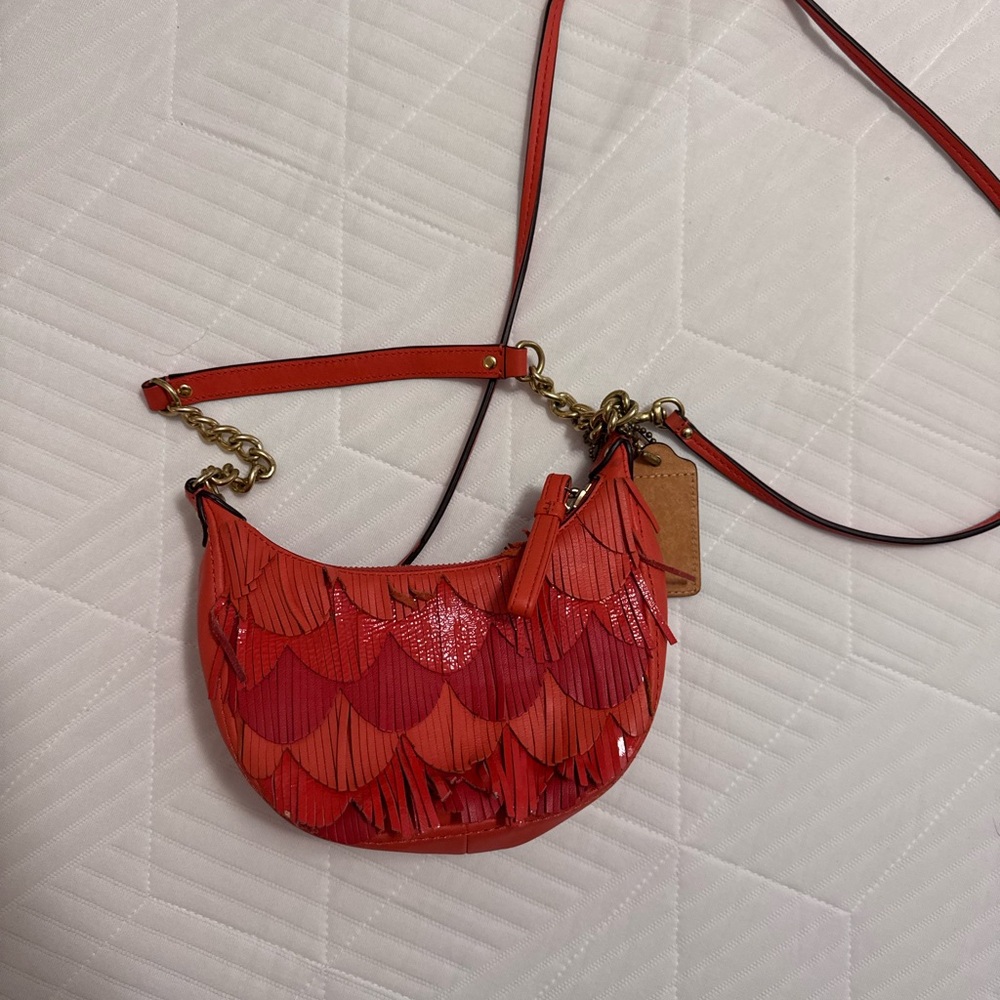 Stylish Orange Scalloped Women's Coach Bag